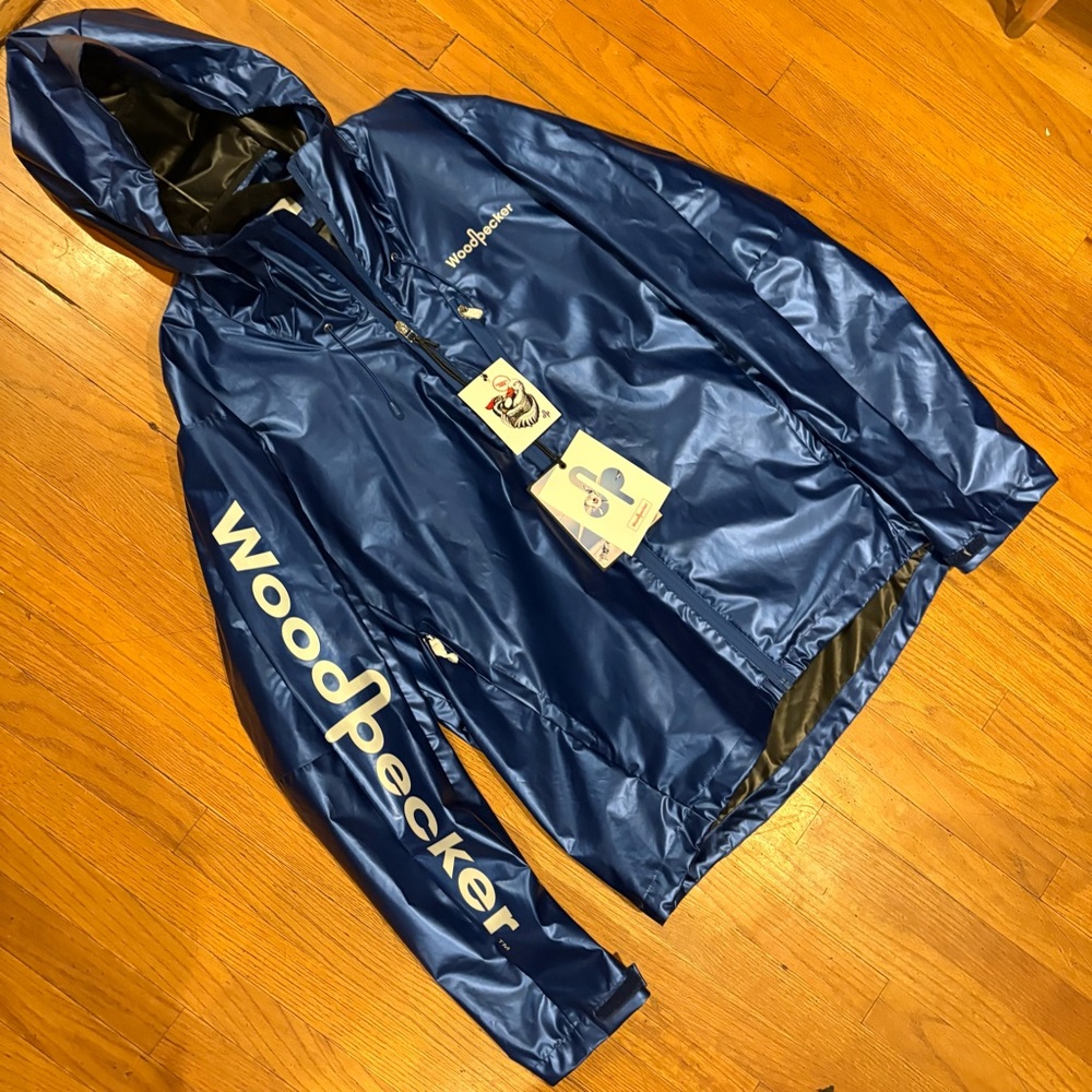 Woodpecker Men’s Wind Shell Flash Blue Jacket Hooded Zip Up Brand New NWT - Picture 10 of 13
